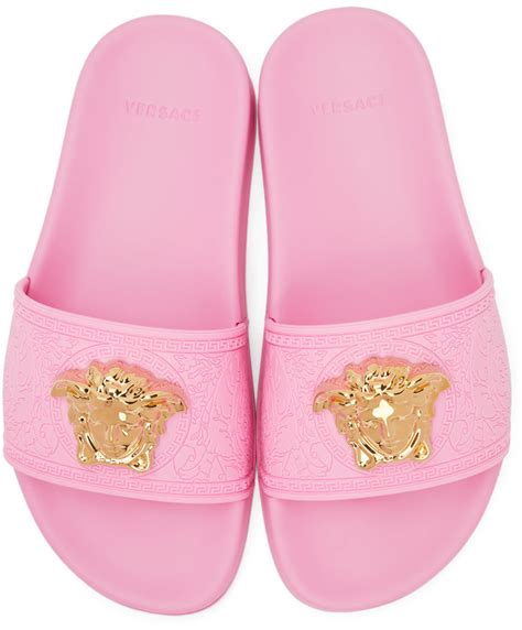 versace clear pink slides|versace medusa slide pink.